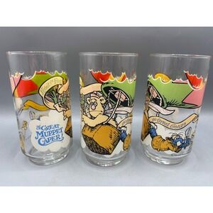 Vintage 1981 McDonalds Great Muppet Caper Glasses Kermit Fozzie Gonzo Set of 3